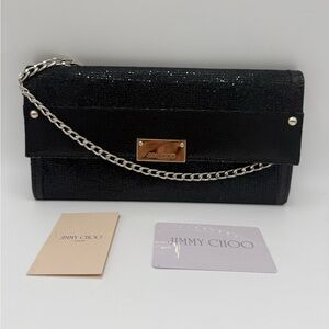 Jimmy Choo Reese Leather & Glitter Clutch w/ Unbranded Chain